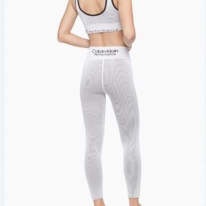 Calvin Klein White Ribbed Performance Leggings